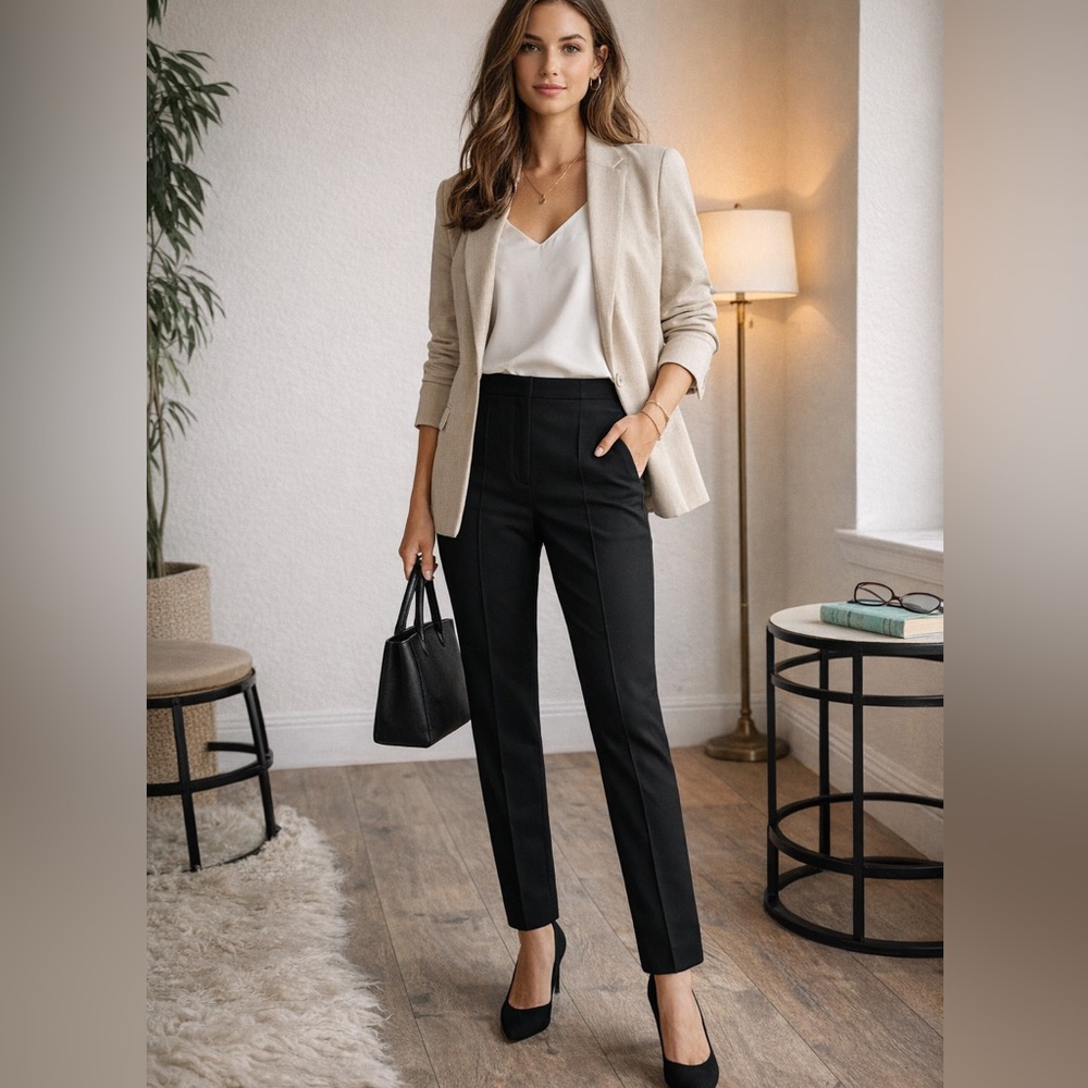 Banana Republic Skinny Everywhere Pointe Tall 10 Black Dress Pants Women